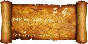 Péts Györgyi névjegykártya